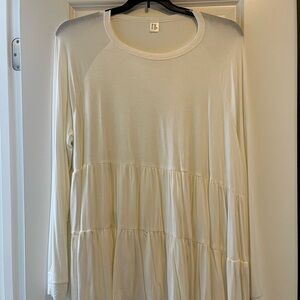 White Long Sleeve Tiered Top